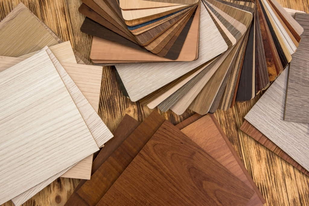 Architecture and construction of wooden color swatch choosing wood material